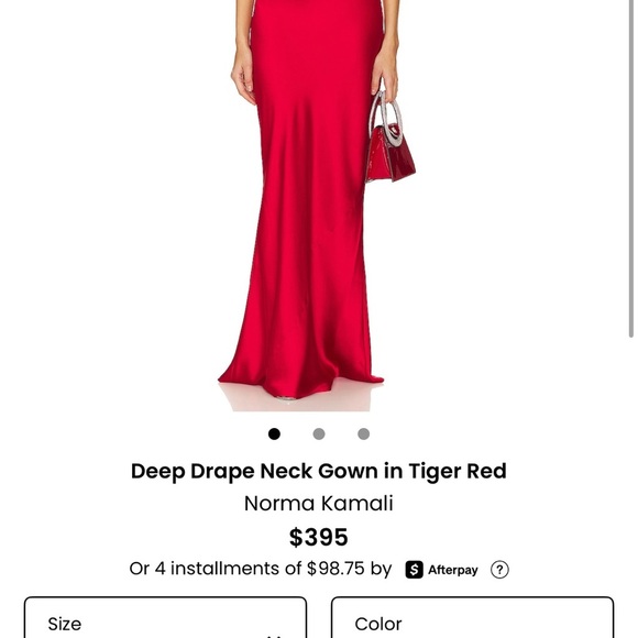 NWT Norma Kamali Deep Drape Neck Gown in Tiger Red - Picture 4 of 14